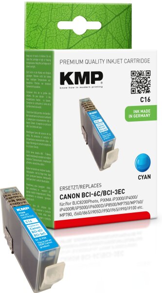 KMP C16 cyan Tintenpatrone ersetzt Canon BCI-6C