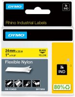 Dymo Rhino-Schriftband Nylon 24mm x 3,5m schwarz auf gelb