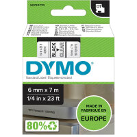 DYMO Schriftband D1 43610 S0720770, 6 mm schwarz auf...