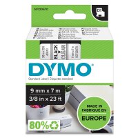 Dymo D1-Schriftband 9mm x 7m schwarz auf transparent