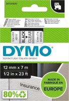 DYMO Original D1-Etikettenband | schwarz auf transparent | 12 mm x 7 m | selbstklebendes Schriftband | für LabelManager-Beschriftungsgerät