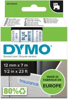 DYMO D1-Etikettenband Authentisch | blau auf weiß | 12 mm x 7 m | selbstklebendes Schriftband | für LabelManager-Beschriftungsgerät