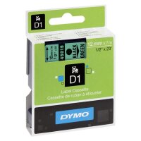 Dymo D1-Schriftband 12mm x 7m schwarz auf grün