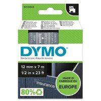 Dymo D1-Schriftband 12mm x 7m weiß auf transparent