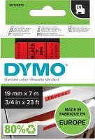 DYMO Original D1-Etikettenband | schwarz auf rot | 19 mm...