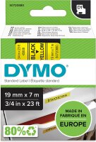 DYMO Original D1-Etikettenband | schwarz auf gelb | 19 mm...