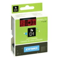 Dymo D1-Schriftband 24mm x 7m schwarz auf rot