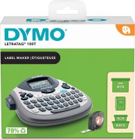 DYMO LetraTag LT-100T Beschriftungsgerät | Tragbares Etikettiergerät mit QWERTZ Tastatur | silber | Ideal fürs Büro oder zu Hause