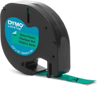 DYMO Original LetraTag Etikettenband | schwarz auf grün | 12 mm x 4 m | selbstklebendes Kunststoffetiketten | für LetraTag-Beschriftungsgerät