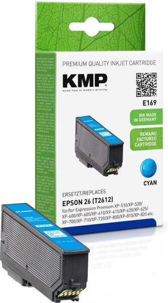 KMP E169 cyan Tintenpatrone ersetzt Epson Expression Premium 26 (T2612)