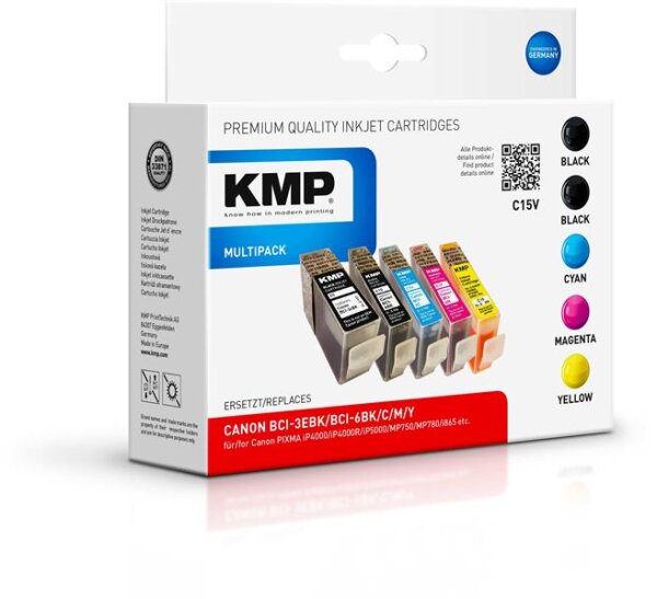 KMP Vorteilspack C15V komp. zu BCI-6e Canon Pixma iP 4000 5000 6