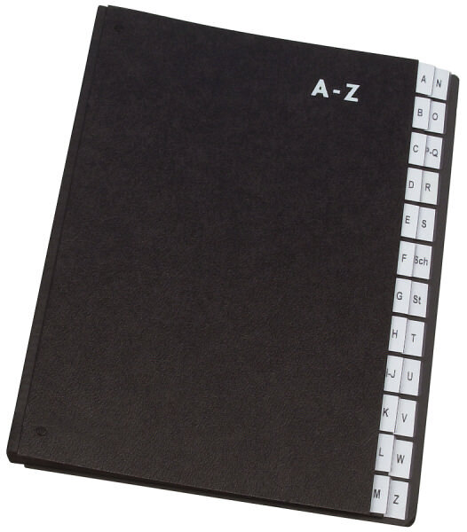 Q-Connect Pultordner Hartpappe - A - Z, 24 Fächer, Farbe schwarz