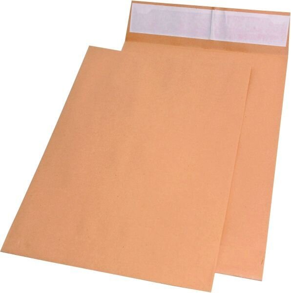 Elepa - rössler kuvert Faltentaschen E4, ohne Fenster, mit 40 mm-Falte und Klotzboden, 140 g/qm, braun, 100 Stück