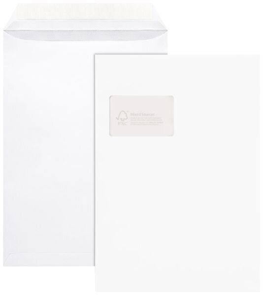 Elepa - rössler kuvert FSC® Versandtaschen, mit Fenster, haftklebend, 100 g/qm, C4 (229x324 mm), 100 Stück