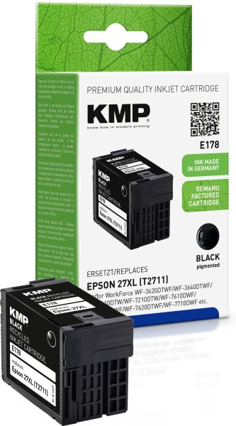 KMP E178 schwarz Tintenpatrone ersetzt Epson WorkForce 27XL (T2411)