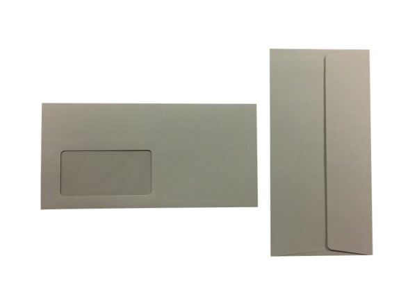 Pop Set Umschläge DIN Lang Grau / Grey mit Fenster 120g/m² 100 Stück