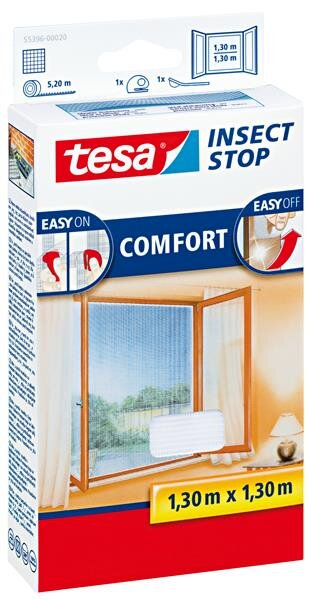 tesa Fliegengitter Comfort Klettband für Fenster 1,3 m : 1,3 m, weiß