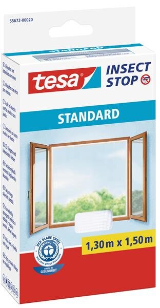 tesa Fliegengitter Standard Klettband für Fenster 1,3 m : 1,5 m, weiß