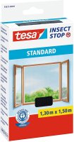 tesa Insect Stop STANDARD Fliegengitter für Fenster - Insektenschutz zuschneidbar - Mückenschutz ohne Bohren - 1 x Fliegen Netz anthrazit - 130 cm x 150 cm