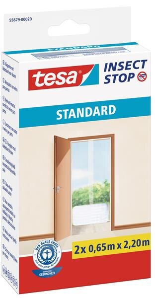 tesa Fliegengitter Standard Klettband für Tür 2 x 0,65 m : 2,2 m, weiß