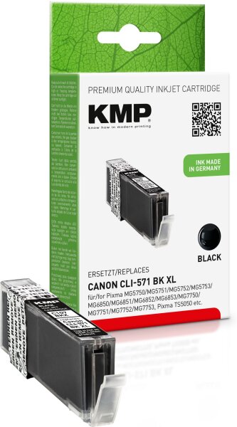 KMP C107BKX schwarz Tintenpatrone ersetzt Canon CLI-571 BK XL (0331C001)