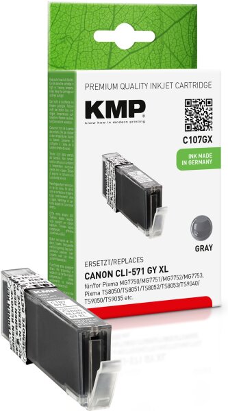 KMP C107GX grau Tintenpatrone ersetzt Canon CLI-571 G XL (0335C001)