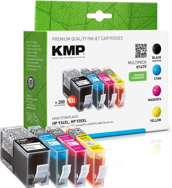 KMP Multipack H147V schwarz, cyan, magenta, gelb Tintenpatronen ersetzen HP OfficeJet HP934XL/935XL (X4E14AE)