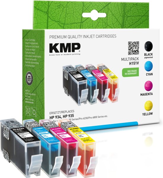 KMP Multipack H151V schwarz, cyan, magenta, gelb Tintenpatronen ersetzen HP OfficeJet HP934/935 (6ZC72AE)