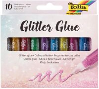 folia 574 - Glitter Glue, Klebestifte mit Glitzer, 10...