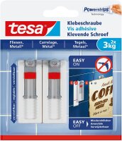 2 tesa Klebeschraube verstellbar für Fliesen und Metall max. 3,0 kg 2,4 x 6,4 cm