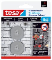 tesa Klebeschraube für Mauerwerk und Stein, Halteleistung 5 kg, rund, 2 Stück