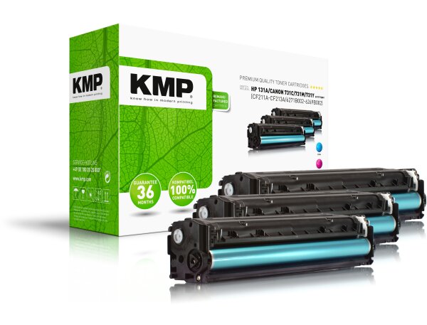 KMP Multipack H-171CMY cyan, magenta, gelb Tonerkartusche ersetzt HP LaserJet Pro HP 131A (U0SL1AM) / Canon 731C/731M/731Y (6271B002/6270B002/6269B002)