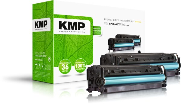 KMP Doublepack H-T122D schwarz Tonerkartusche ersetzt HP LaserJet HP 304A (CC530A)
